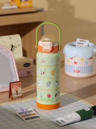 ขวดน้ำเก็บความเย็น เคลือบเซรามิก EKOZOU KATI AND CHATHAI ขนาด 750ML. (ORANGE-GREEN)_1